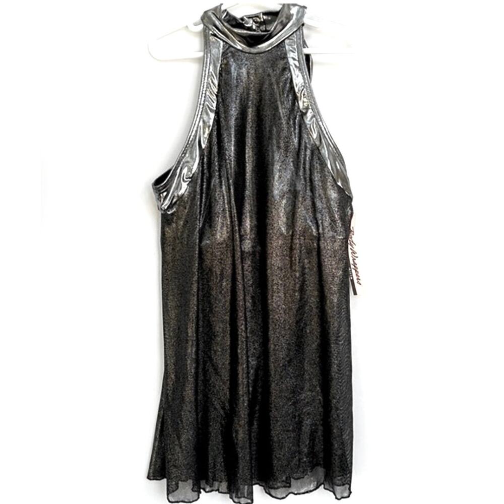 Body Wrappers Dance girls sheer metallic cropped top and mesh cover. Size 8-10